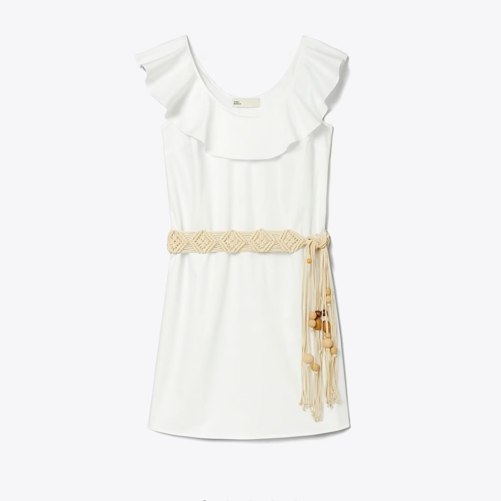 Tory Burch Cotton Flounce Dress with belt